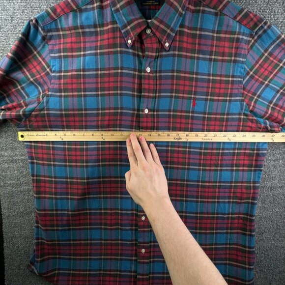 Ralph Lauren Performance Flannel Button Up Shirt Men Long Sleeve Red Plaid 2XL - Picture 5 of 12